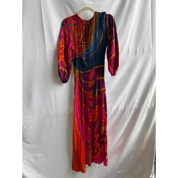 FARM Rio Vintage Wave Midi Dress Size S Pink With Fabric pull - Picture 5 of 14